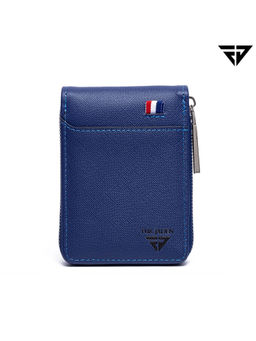FUR JADEN - Navy PU Leather 9 Slot Vertical Credit Debit Card Holder Money Wallet Zipper Coin Purse