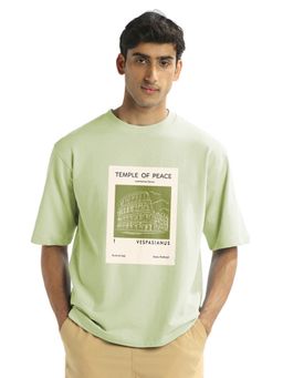 Nobero - Men Oversized Printed T-shirt - Green