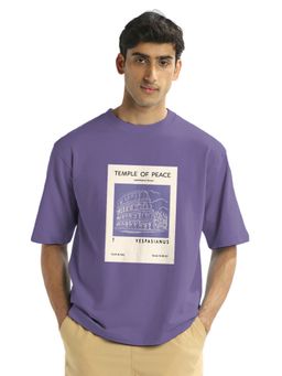 Nobero - Men Oversized Printed T-shirt - Purple