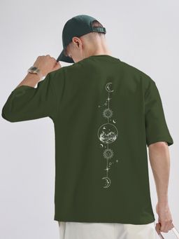 Nobero - Men Oversized Printed T-shirt - Green