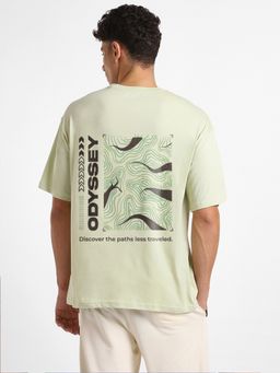 Nobero - Men Oversized Back Print T-shirt - Green