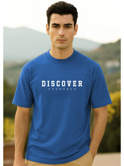 Nobero - Men Oversized Typography T-shirt - Blue