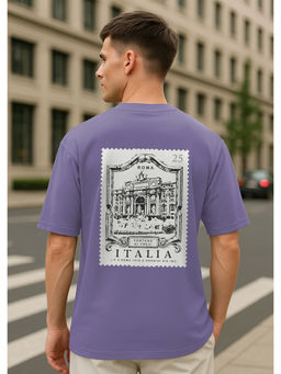 Nobero - Men Oversized Printed T-shirt - Purple