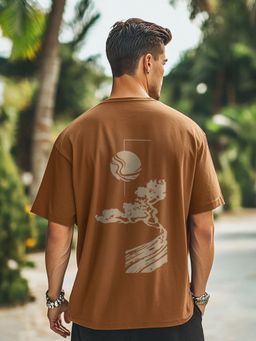 Nobero - Men one Oversized Tshirt - Brown