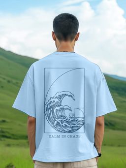 Nobero - Men Oversized Cotton Printed T-shirt - Blue