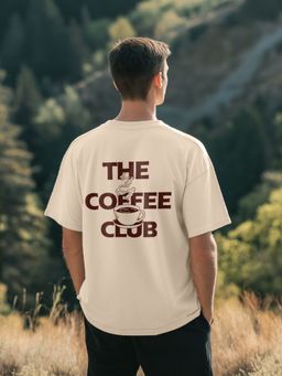 Nobero - Men Oversized Cotton Typography T-shirt - Beige
