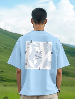 Nobero - Men Oversized Cotton Printed T-shirt - Blue