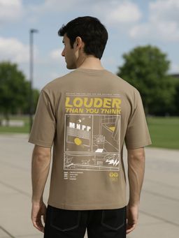 Nobero - Men Oversized Back Print T-shirt - Brown