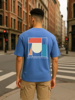 Nobero - Men Oversized Back Print T-shirt - Blue