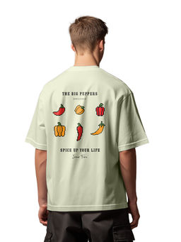 Nobero - Men Oversized Printed T-shirt - Green