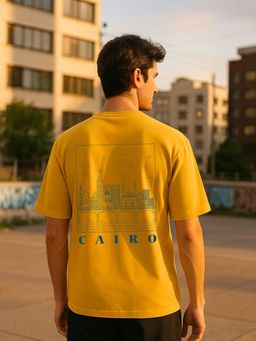 Nobero - Men Oversized Printed T-shirt - Yellow