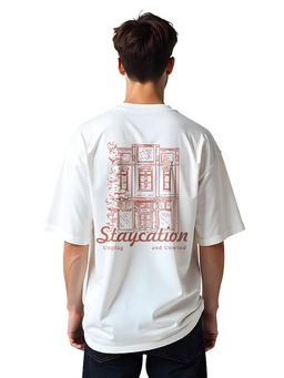 Nobero - Men Oversized Printed T-shirt - White