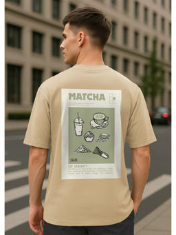 Nobero - Men Oversized Printed T-shirt - Beige