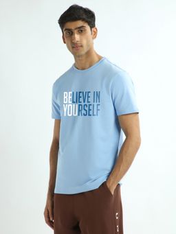 Nobero - Men 100% Cotton Printed T-shirt - Blue