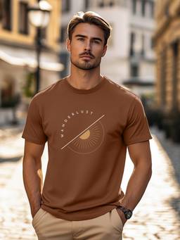 Nobero - Men Printed Cotton T-shirt - Brown