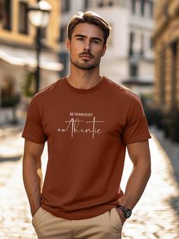Nobero - Men Typography Printed Cotton T-shirt - Brown