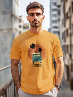 Nobero - Men Printed Cotton T-shirt - Orange