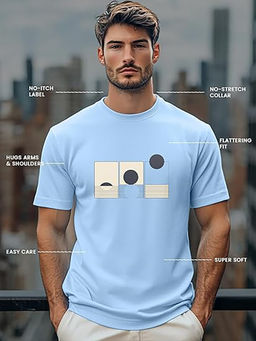 Nobero - Men Printed Cotton T-shirt - Blue