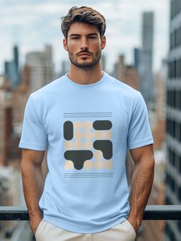 Nobero - Men Printed Cotton T-shirt - Blue