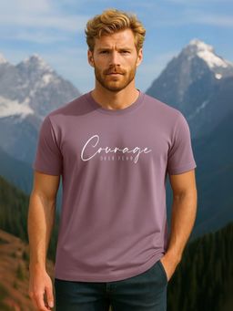 Nobero - Men 100% Cotton Typography T-shirt - Purple