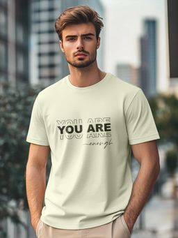 Nobero - Men Typography Cotton T-shirt - Green