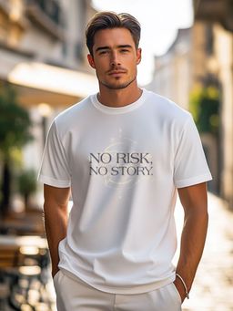 Nobero - Men Typography Printed T-shirt - White