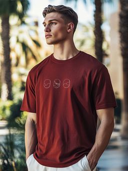 Nobero - Men Cotton Printed T-shirt - Maroon