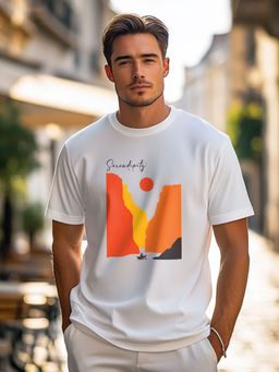 Nobero - Men Cotton Printed T-shirt - White
