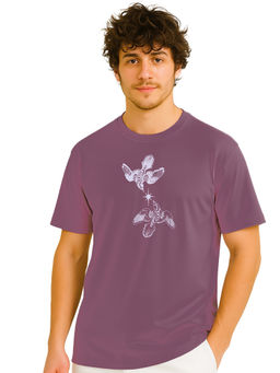 Nobero - Men 100% Cotton Printed T-shirt - Purple