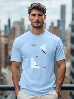 Nobero - Men Cotton Printed T-shirt - Blue