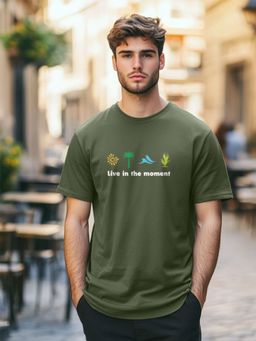 Nobero - Men Cotton Printed T-shirt - Green