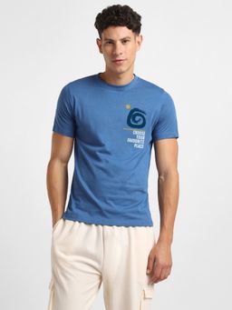 Nobero - Men Cotton Printed T-shirt - Blue