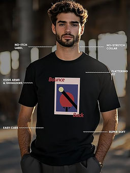 Nobero - Men Cotton Printed T-shirt - Black