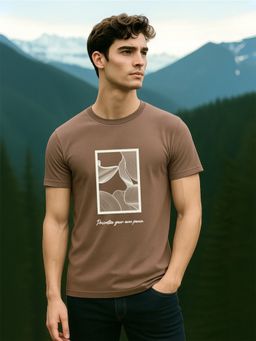 Nobero - Men 100% Cotton T-shirt - Brown