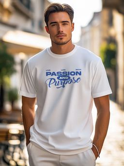 Nobero - Men Typography Printed T-shirt - White