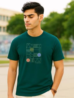Nobero - Men 100% Cotton Printed T-shirt - Green