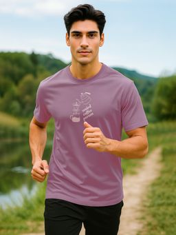 Nobero - Men 100% Cotton Printed T-shirt - Purple