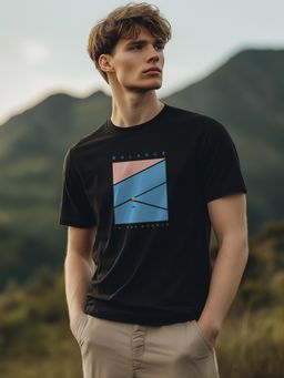 Nobero - Men Printed T-shirt - Black