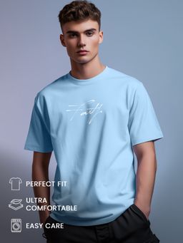 Nobero - Men Typography T-shirt - Blue