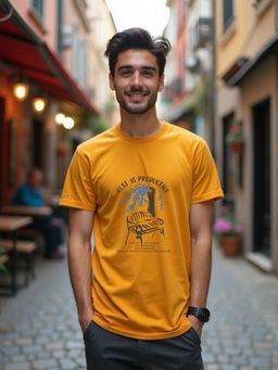Nobero - Men Printed T-shirt - Yellow