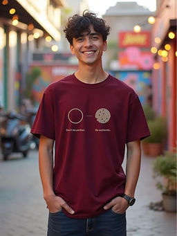 Nobero - Men Cotton Printed T-shirt - Maroon