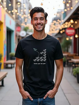 Nobero - Men Cotton Printed T-shirt - Black