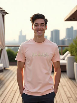 Nobero - Men Cotton Typography T-shirt - Pink