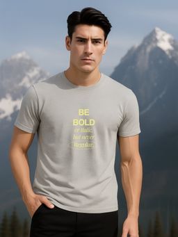 Nobero - Men 100% Cotton Typography T-shirt - Grey