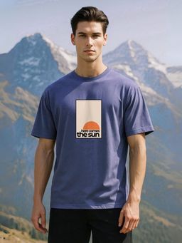 Nobero - Men 100% Cotton Printed T-shirt - Purple