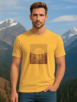 Nobero - Men 100% Cotton Printed T-shirt - Yellow