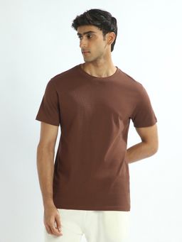 Nobero - 100% Cotton Solid T Shirts for Men - Brown