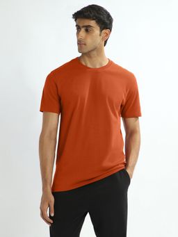 Nobero - 100% Cotton Solid T Shirts for Men - Orange
