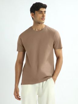 Nobero - 100% Cotton Solid T Shirts for Men - Brown