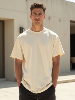 Nobero - Oversized T Shirts For Men - Beige